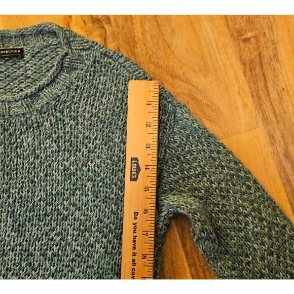 Peruvian Connection SzSm Green n White freckles mixed Cotton Sweater pullon top - Picture 5 of 13